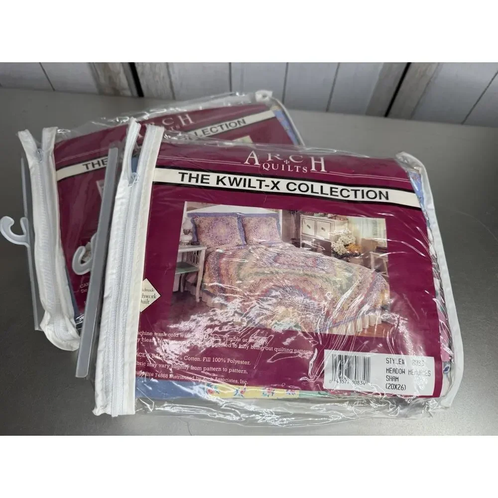 Vintage Arch Quilts ‘Meadow Memories’ Patchwork Pillow Sham Set Of 2 New!